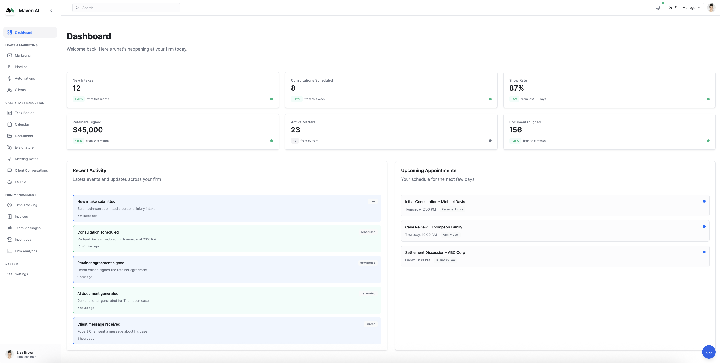 Maven AI Platform Dashboard