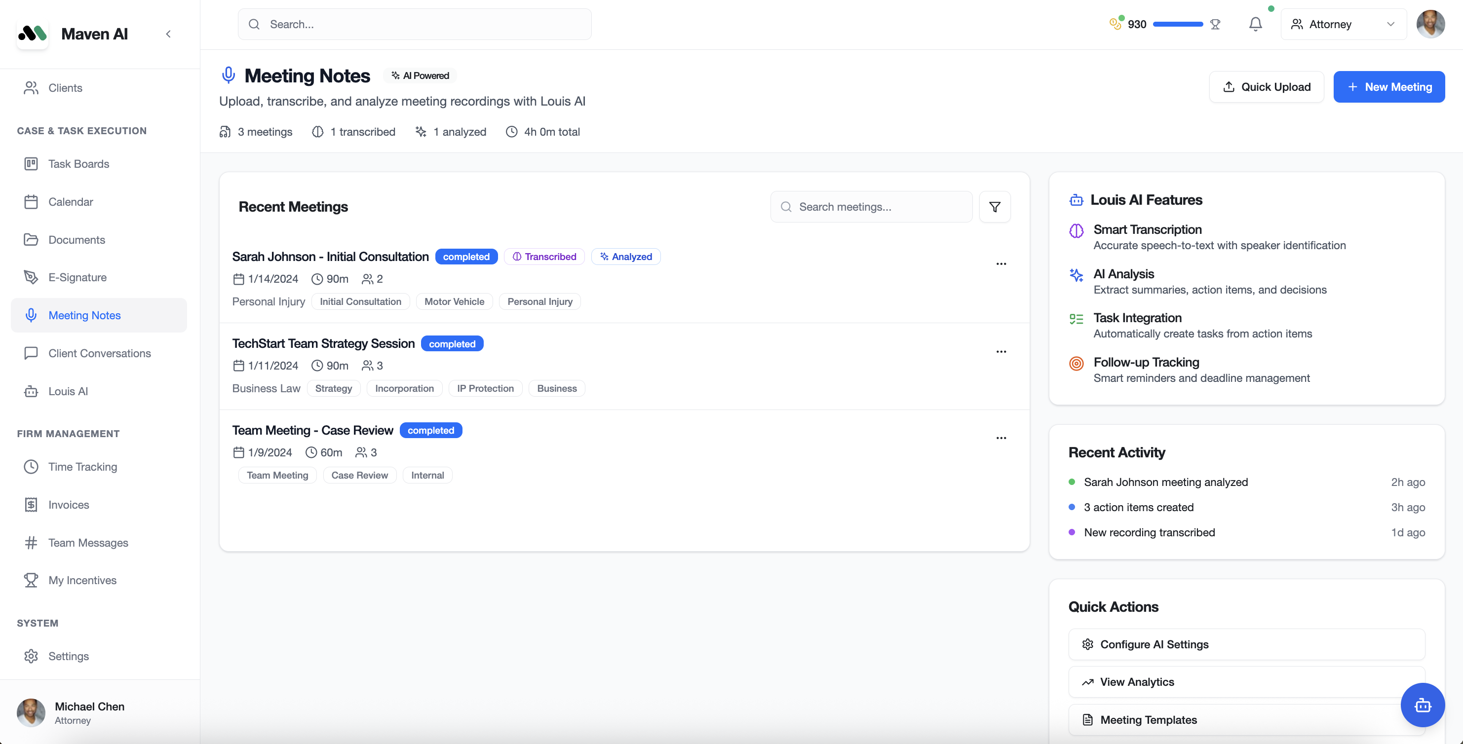 Meeting Notes Interface